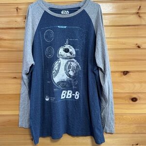 Star Wars BB-8 Raglan Shirt - Blue and Gray XXL